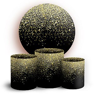 KIT Redondo e Trio - Glitter Preto Dourado - Sublimado 3D