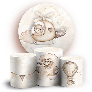 KIT Redondo e Trio - Ursinho Baloeiro Marrom - Sublimado 3D