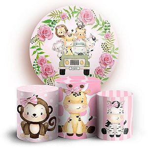 KIT Redondo e Trio - Safari Rosa - Sublimado 3D