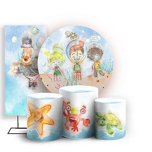 KIT Redondo Trio e Faixa - Mundo Bita Aquarela - Sublimado 3D