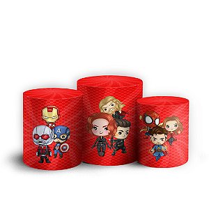 Trio Cilindro - Super Heróis - Sublimado 3D + Elástico