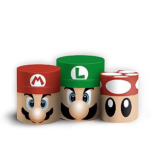 Trio Cilindro - Super Mario - Sublimado 3D + Elástico