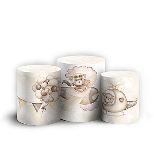 Trio Cilindro - Ursinho Baloeiro Marrom - Sublimado 3D + Elástico