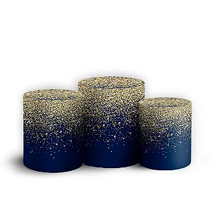 Trio Cilindro - Glitter Azul - Sublimado 3D + Elástico