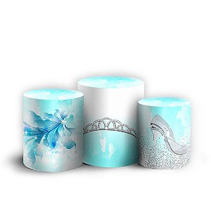 Trio Cilindro - 15 Anos Azul Tiffany - Sublimado 3D + Elástico