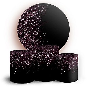 KIT Redondo e Trio - Glitter Preto Rosa - Sublimado 3D