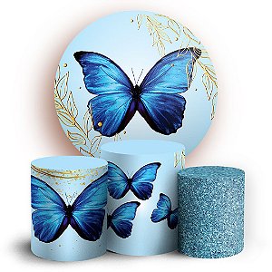 KIT Redondo e Trio - Borboleta azul - Sublimado 3D