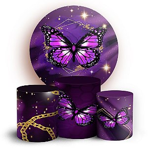 KIT Redondo e Trio - Borboleta Roxa - Sublimado 3D