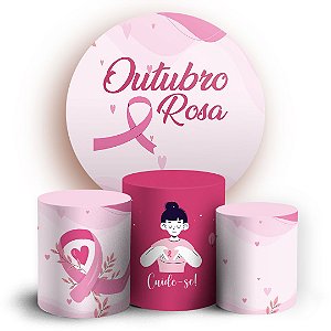 KIT Redondo e Trio -  Outubro Rosa - Sublimado 3D
