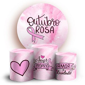 KIT Redondo e Trio -  Outubro Rosa - Sublimado 3D