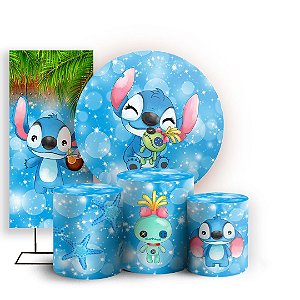 KIT Redondo Trio e Faixa - Lilo e Stitch - Sublimado 3D