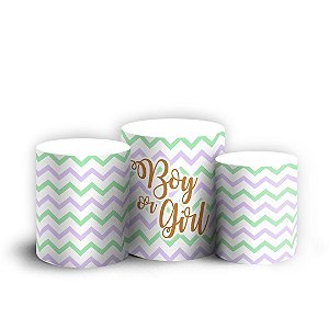 Trio Cilindro - Ursinhos (chá revelação) - Sublimado 3D + Elástico