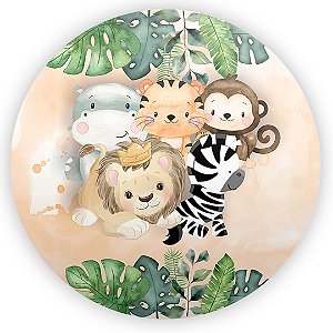 Painel Redondo - Animais Safari - Sublimado 3D
