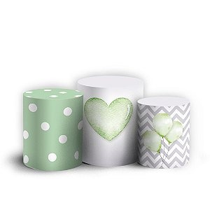 Trio Cilindro - Baloes Verde - Sublimado 3D + Elástico