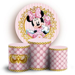 KIT Redondo e Trio - Minnie Rosa - Sublimado 3D
