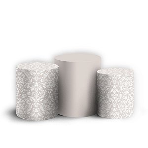 Trio Cilindro - Floral Arabesco Cinza - Sublimado 3D + Elástico