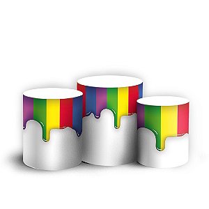 Trio Cilindro - Tinta Aquarela - Sublimado 3D + Elástico