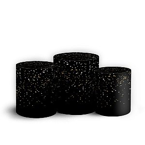 Trio Cilindro - Glitter Dourado - Sublimado 3D + Elástico