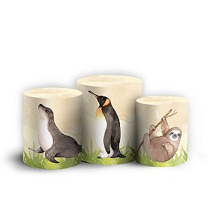 Trio Cilindro - Zoológico - Sublimado 3D + Elástico