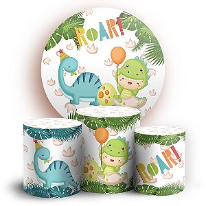 KIT Redondo e Trio - Dinossauro Cute - Sublimado 3D