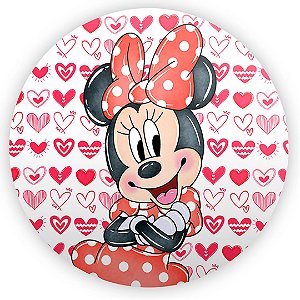 Painel Redondo - Minnie Vermelha - Sublimado 3D