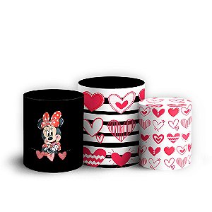 Trio Cilindro - Minnie Vermelha - Sublimado 3D + Elástico