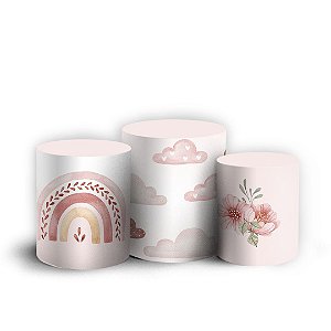 Trio Cilindro - Arco Iris Bohos - Sublimado 3D + Elástico