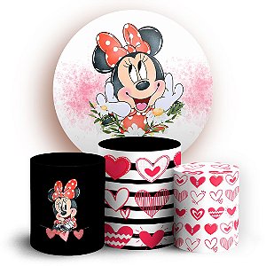 KIT Redondo e Trio - Minnie Vermelha - Sublimado 3D