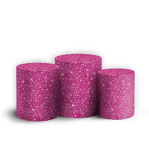 Trio Cilindro - Glitter Rosa - Sublimado 3D + Elástico