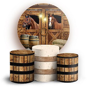 KIT Redondo e Trio - Cavalos - Sublimado 3D