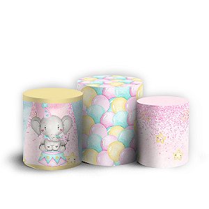 Trio Cilindro - Circo Rosa - Sublimado 3D + Elástico