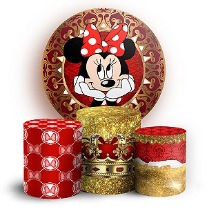 KIT Redondo e Trio - Minnie Vermelha - Sublimado 3D