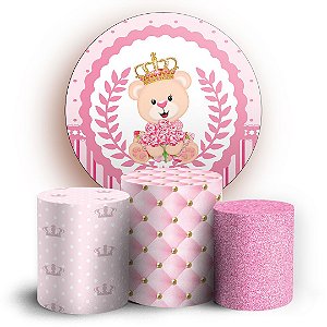 KIT Redondo e Trio - Ursinho Rosa - Sublimado 3D