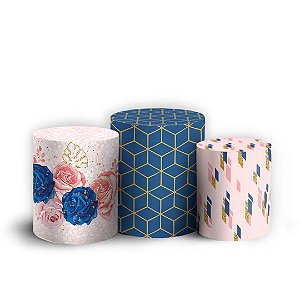 Trio Cilindro - Geometrico Floral - Sublimado 3D + Elástico