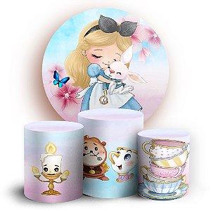 KIT Redondo e Trio - Alice Pais das Maravilhas - Sublimado 3D