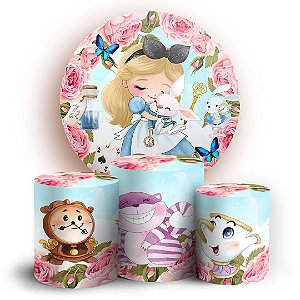 KIT Redondo e Trio - Alice Pais das Maravilhas - Sublimado 3D