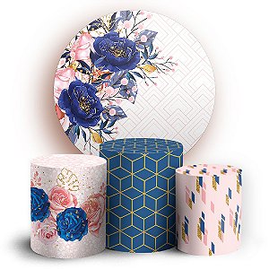 KIT Redondo e Trio - Geometrico Floral - Sublimado 3D