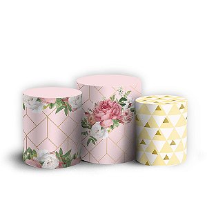 Trio Cilindro - Floral - Sublimado 3D + Elástico