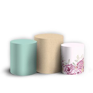 Trio Cilindro - Floral - Sublimado 3D + Elástico