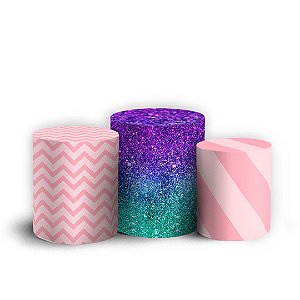 Trio Cilindro - Geometrico Glitter - Sublimado 3D + Elástico