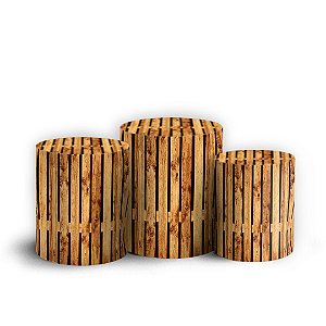 Trio Cilindro - Madeira - Sublimado 3D + Elástico