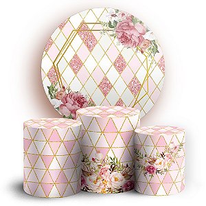 KIT Redondo e Trio - Geometrico Floral - Sublimado 3D