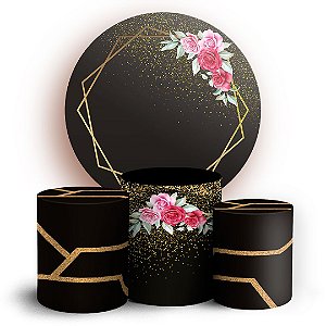 KIT Redondo e Trio - Geometrico Floral - Sublimado 3D