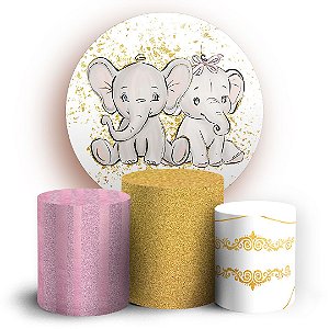 KIT Redondo e Trio - Elefantinhos - Sublimado 3D