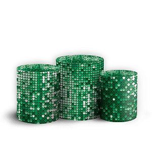 Trio Cilindro - Lantejoulas Verde - Sublimado 3D + Elástico