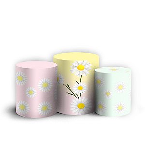Trio Cilindro - Flor Margarida - Sublimado 3D + Elástico