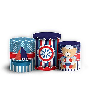 Trio Cilindro - Ursinho Marinheiro - Sublimado 3D + Elástico