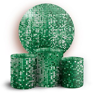 KIT Redondo e Trio - Lantejoulas Verde - Sublimado 3D