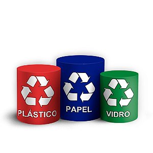 Trio Cilindro - Reciclagem - Sublimado 3D + Elástico