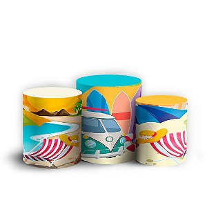 Trio Cilindro - Praia - Sublimado 3D + Elástico